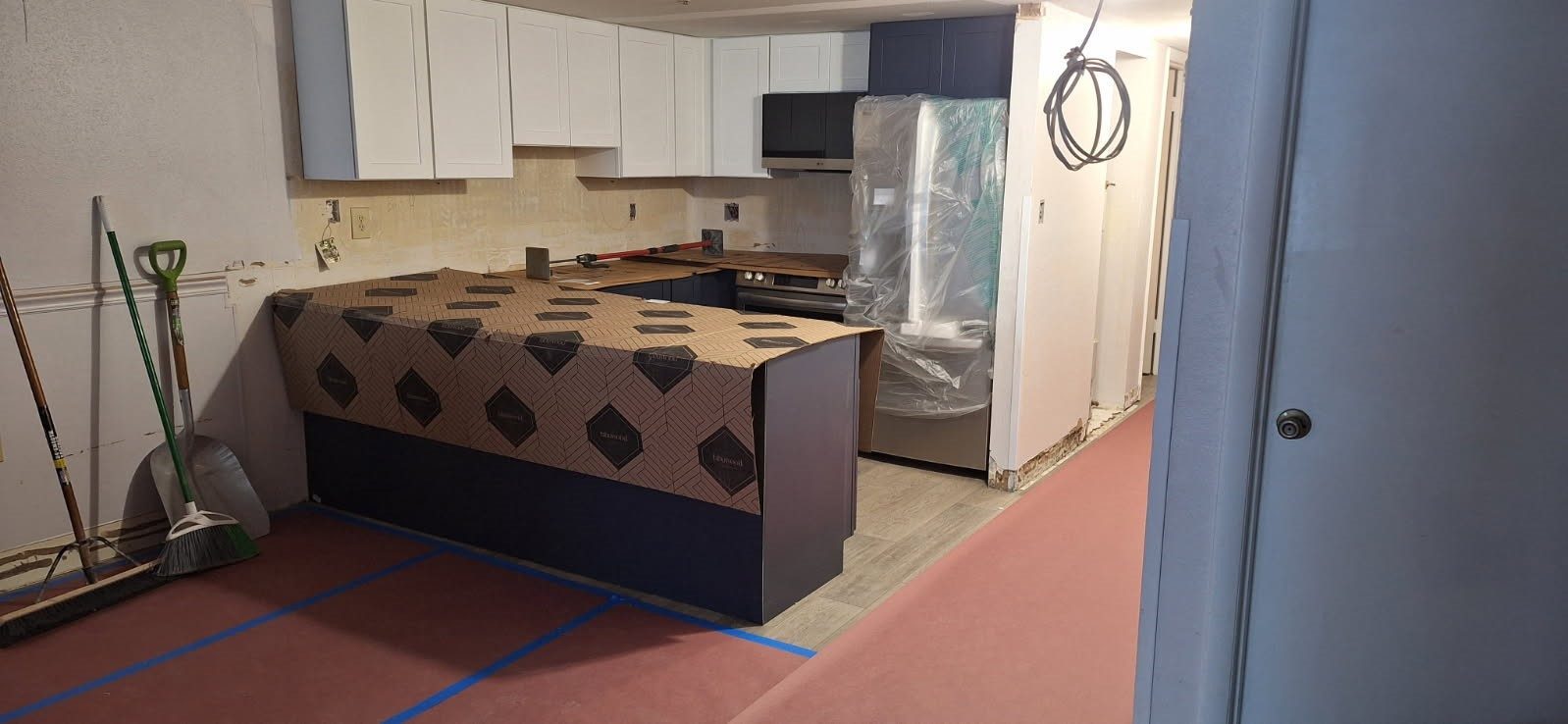 Kitchen installation during renovation